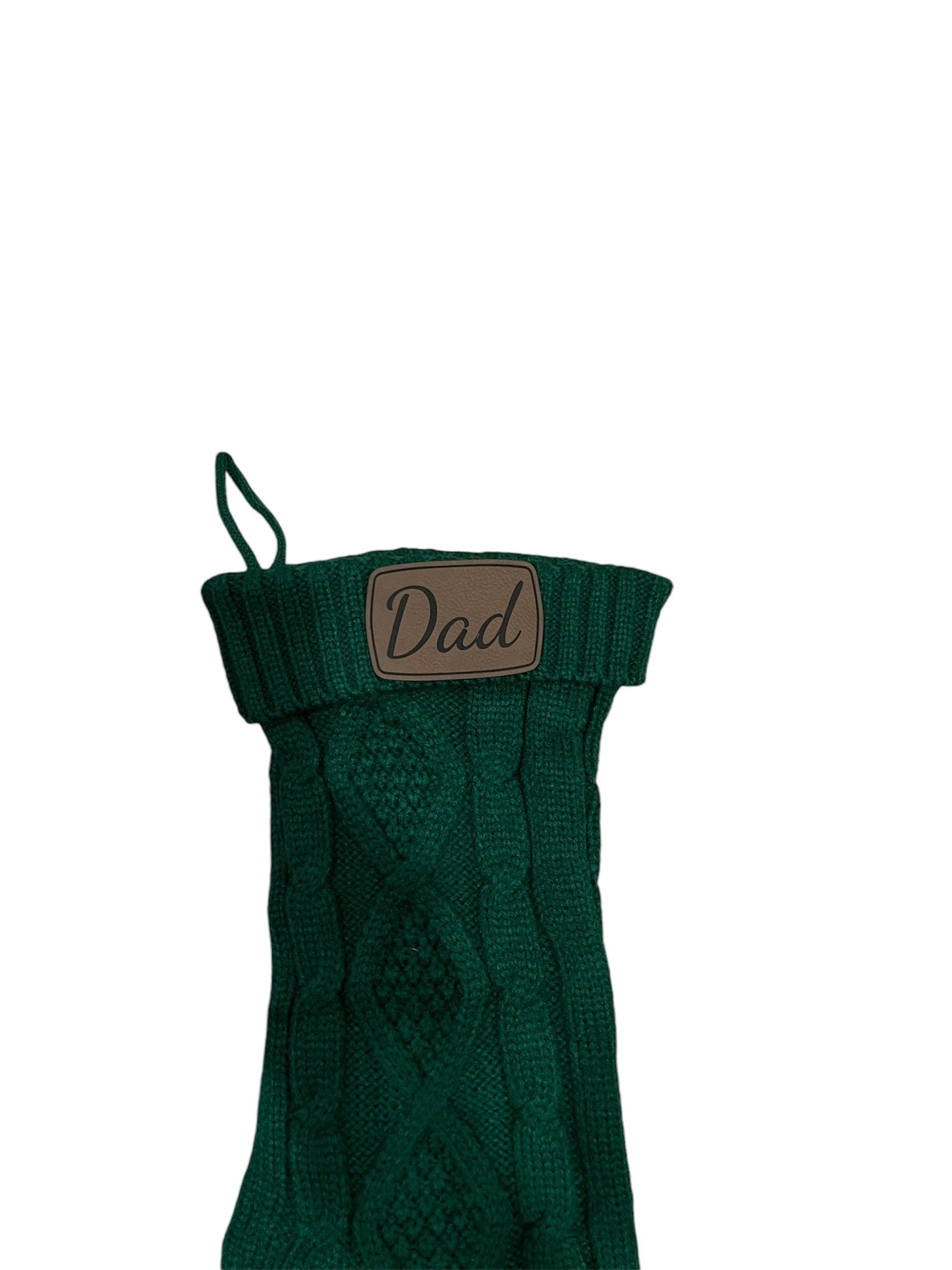 18” Christmas stocking with custom leatherette name patch