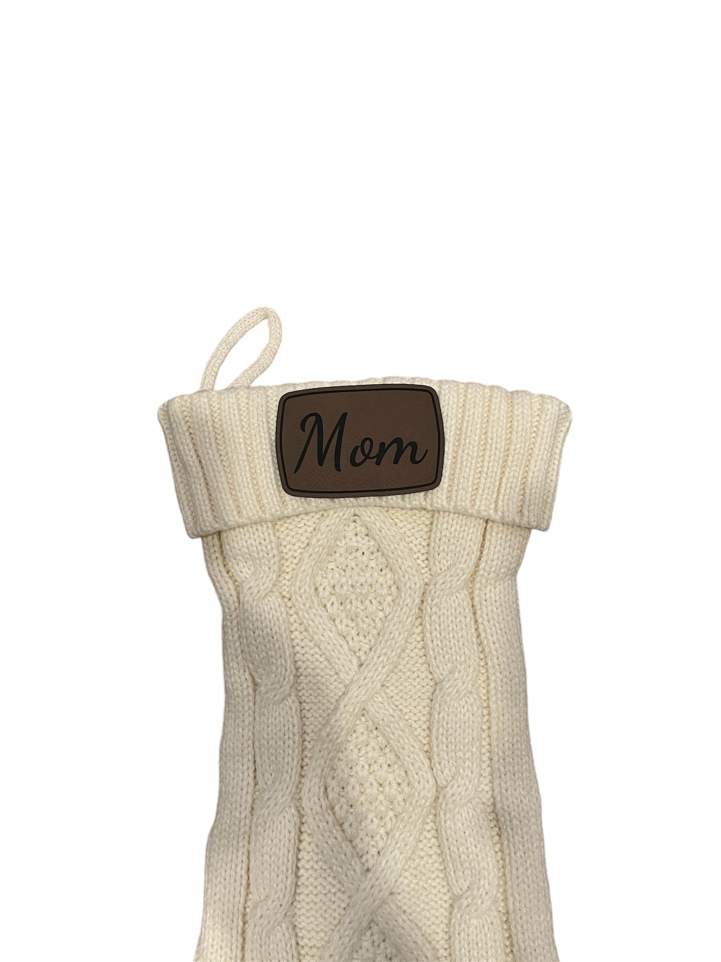 18” Christmas stocking with custom leatherette name patch