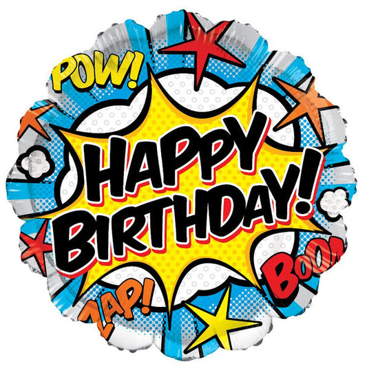 18" Happy Birthday Super Hero Foil Balloon