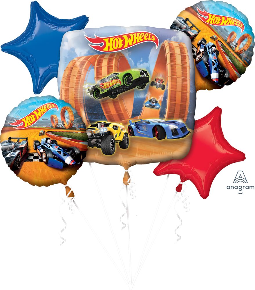 Hot Wheels Foil Balloon Bouquet, 5pc