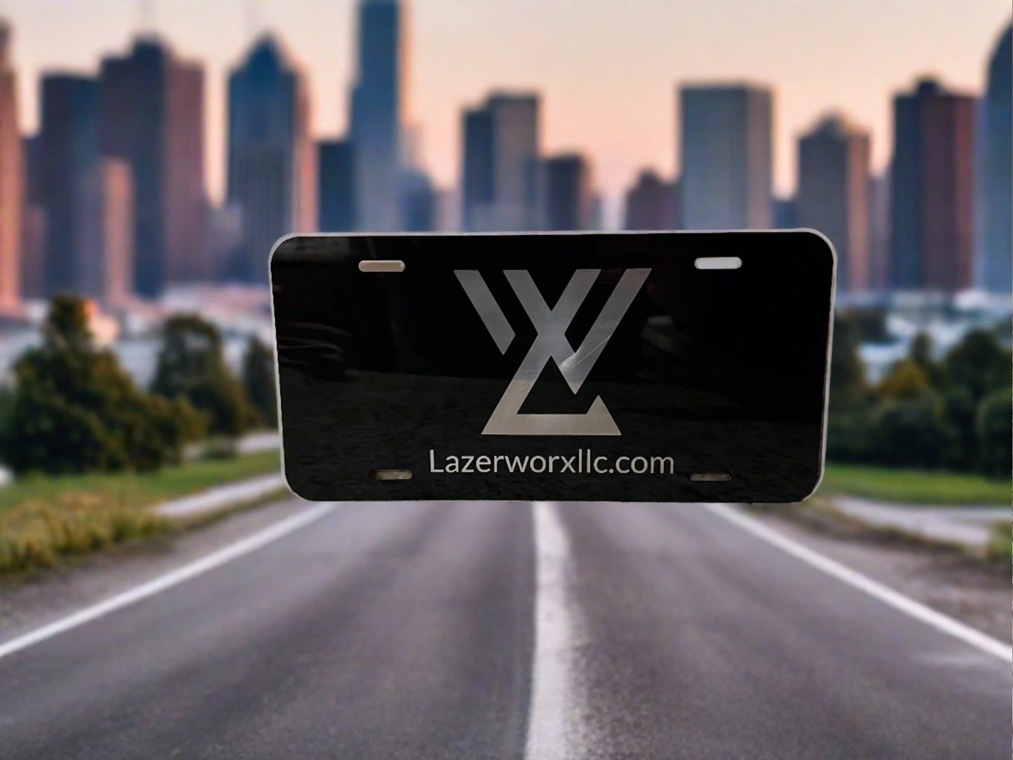 Black aluminum license plate