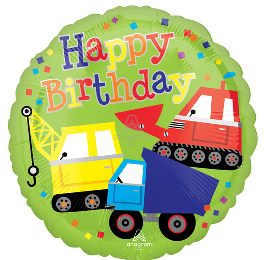 18" Happy Birthday Trucks Foil Balloon