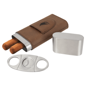 Leatherette cigar case with cutter