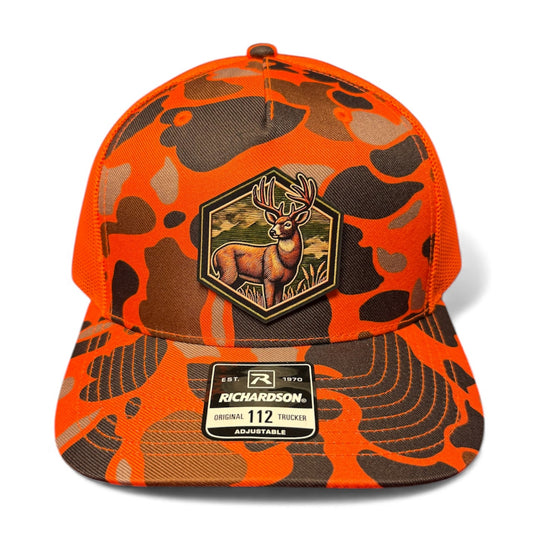 Blaze orange camo hunting hat