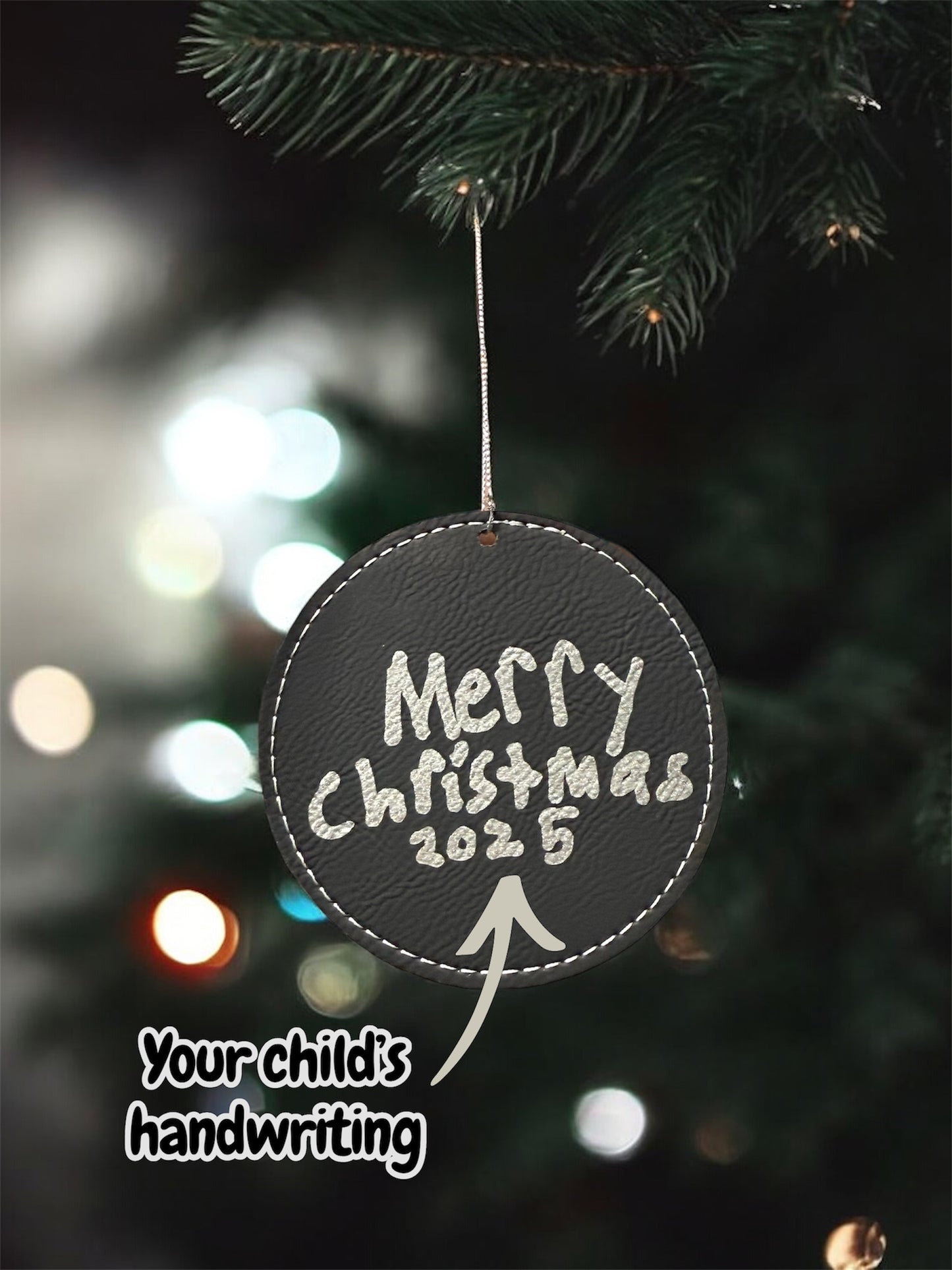 Handwritten leatherette ornament