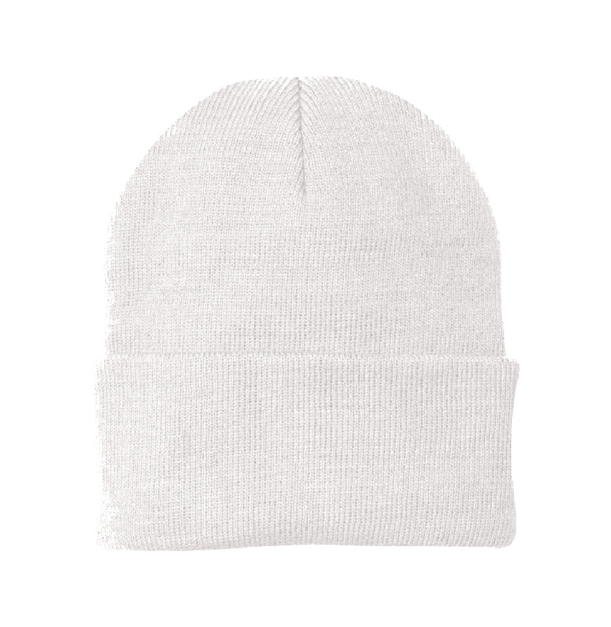 Hockey mom: winter beanie with leatherette patch