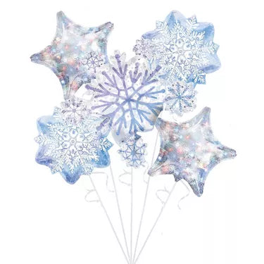 Prismatic Snowflake Foil Balloon Bouquet, 5pc