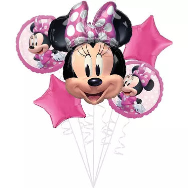 5pc Minnie Mouse Forever Foil Balloon Bouquet